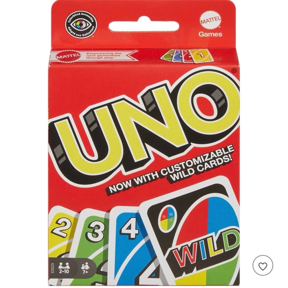 Mattel UNO Card Game - Now with Customizable Wild Card - Ages 7+